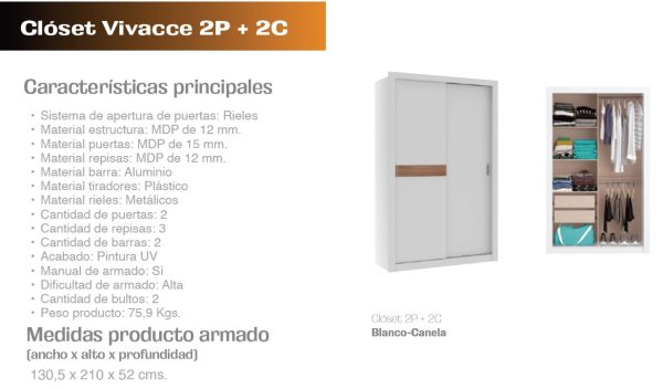 CLOSET VIVACCE 2PT+2CJ RCC - Imagen 2