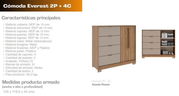 CÓMODA EVEREST 2P+4C RCC - Imagen 2